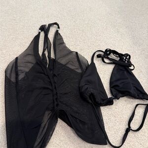 Black Sheer crop top